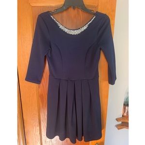 miami navy blue bow-tie gemstone dress